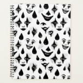 Zwart Witte Circus Clown Gezichten Planner (Voorkant)