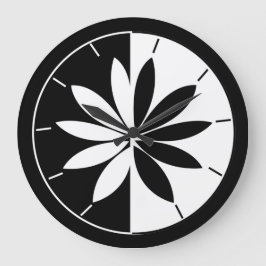 Zwart-witte cirkel bloemenpatroon grote klok