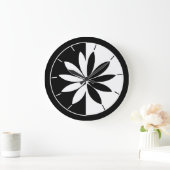 Zwart-witte cirkel bloemenpatroon grote klok (Huis)