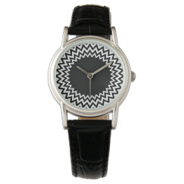 Zwart witte cirkel Chevron Horloge