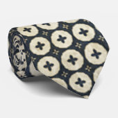 Zwart-witte cirkel kruispatroon stropdas (Opgerold)