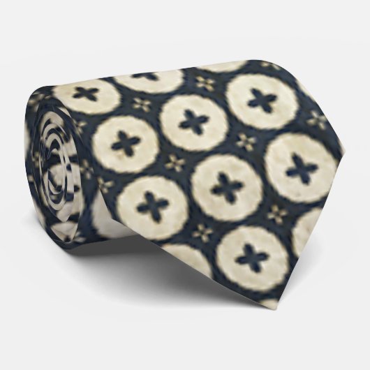 Zwart-witte cirkel kruispatroon stropdas (Opgerold)