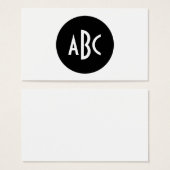 Zwart-witte cirkel Monogram Visitekaartjes (Voorkant /achterkant)