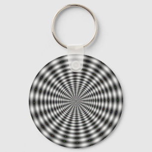 Zwart-witte cirkel Striped optische illusie Sleutelhanger