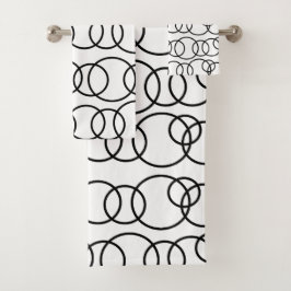 Zwart-witte cirkels bellenpatroon bad handdoek