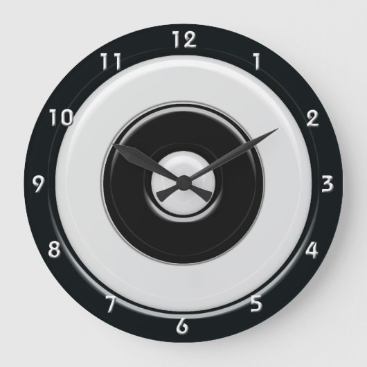 Zwart-witte cirkels en Bullseye met cijfers Grote Klok (Voorkant)