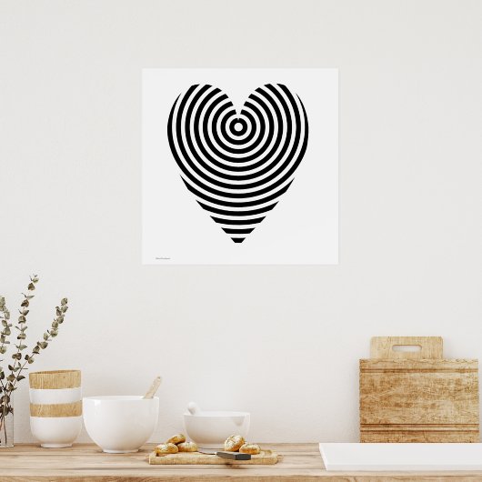 Zwart-witte cirkels Hart Poster (Keuken)