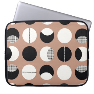 Zwart-witte cirkels naadloos patroon laptop sleeve