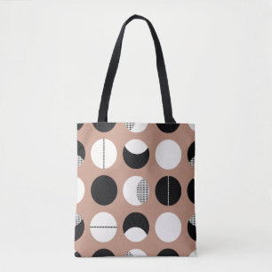 Zwart-witte cirkels naadloos patroon tote bag