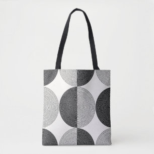 Zwart-witte cirkels naadloos patroon tote bag