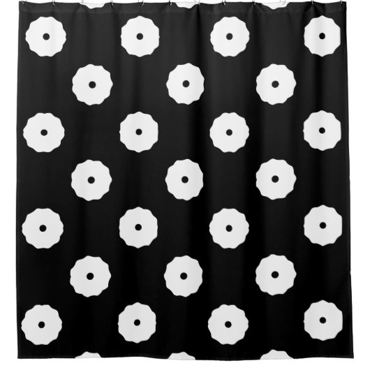 Zwart-witte cirkelvormen Patroon Douchegordijn (Voorkant)