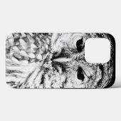 Zwart-witte close-up van het gezicht van een uil Case-Mate iPhone case (Achterkant (horizontaal))