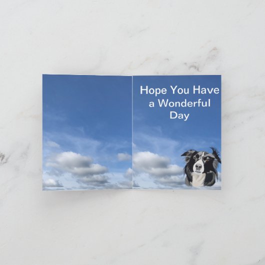 Zwart-witte Collie Editable Kaart (Binnen)