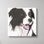 Zwart-witte collie met bruin-eiwit portret canvas afdruk (Voorkant)