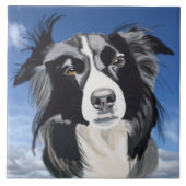 Zwart-witte collie tegeltje (Voorkant)