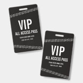Zwart Witte Concert Ticket VIP All Access Pas  Badge (Voor- en achterkant)