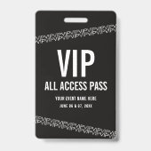 Zwart Witte Concert Ticket VIP All Access Pas  Badge (Achterkant)