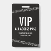 Zwart Witte Concert Ticket VIP All Access Pas  Badge (Voorzijde)