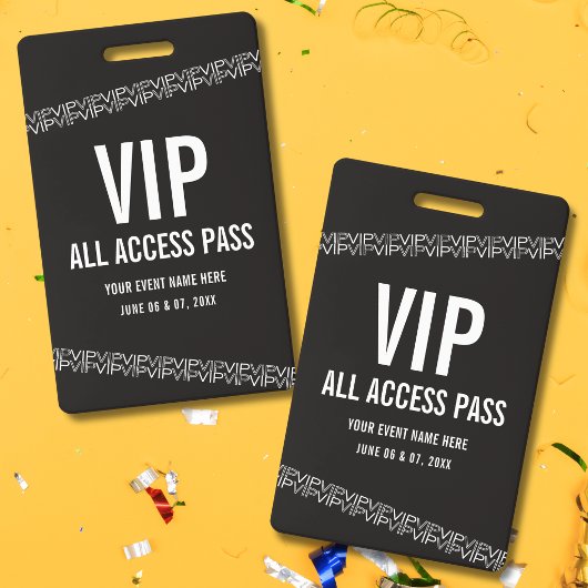 Zwart Witte Concert Ticket VIP All Access Pas  Badge