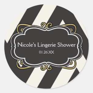 Zwart Witte Crème & Gouden Ondergoed Douche Sticke Ronde Sticker