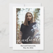 Zwart & Witte Crest Afstudeer Uitnodiging (Achterkant)