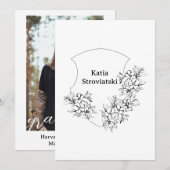 Zwart & Witte Crest Afstudeer Uitnodiging (Voorkant / Achterkant)