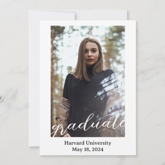 Zwart & Witte Crest Afstudeeraankondiging Kaart (Achterkant)