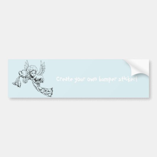 Zwart-witte Cute Angel met hart Bumpersticker (Voorkant)