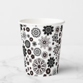 Zwart Witte Cute Bloemige Sweet 16 Gepersonaliseer Papieren Bekers (Achterkant)