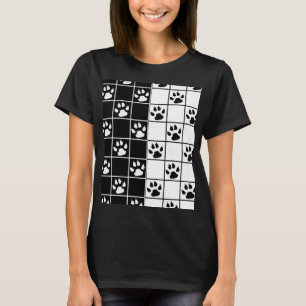 Zwart Witte Cute Windowpane Poot Schotse Ruit T-shirt