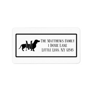 Zwart-Witte Dachshund Silhouet Rand Etiket