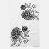 Zwart-Witte Dahlia Theedoek (Verticaal)