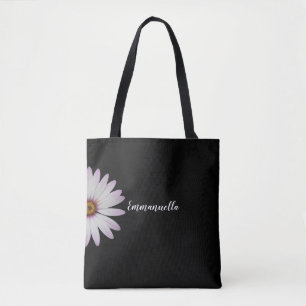 Zwart-witte Daisy, persoonlijk Tote Bag