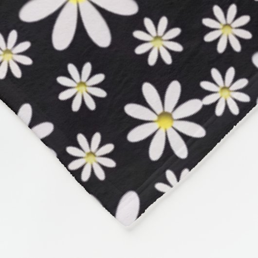 Zwart Witte Daisy Sherpa Deken (Hoek)