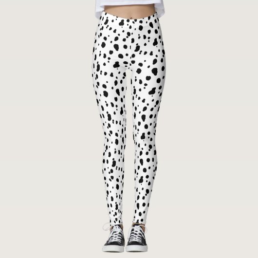 Zwart-witte Dalmatische afdrukken Leggings (Voorkant)