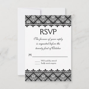 Zwart-witte Damask 1 RSVP Kaartje