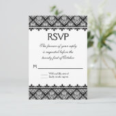 Zwart-witte Damask 1 RSVP Kaartje (Staand voorkant)