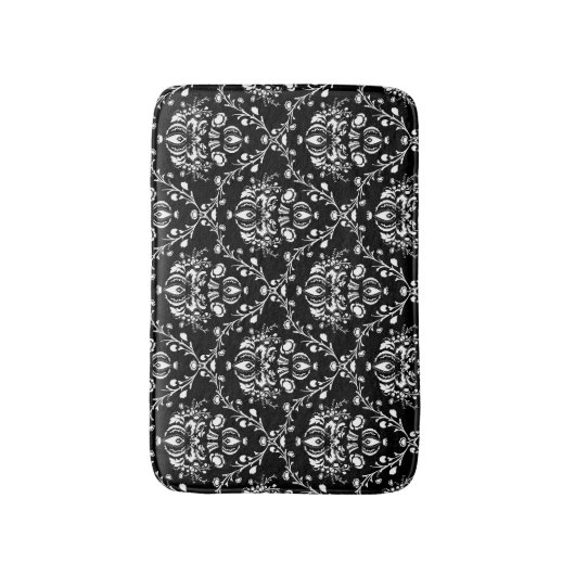 Zwart-witte Damask Badmat (Voorkant Verticaal)