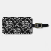 Zwart-witte Damask Bagagelabel (Voorkant horizontaal)