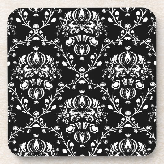 Zwart-witte Damask Bier Onderzetter (Voorkant)