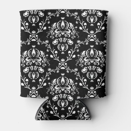 Zwart-witte Damask Blikjeskoeler (Voorkant)