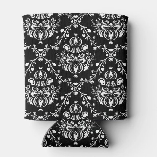 Zwart-witte Damask Blikjeskoeler (Achterkant)