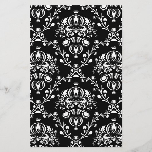 Zwart-witte Damask Briefpapier (Voorkant)
