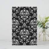 Zwart-witte Damask Briefpapier (Staand voorkant)