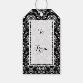 Zwart-witte Damask Cadeaulabel (Achterkant)