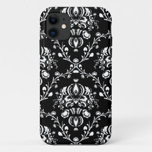 Zwart-witte Damask iPhone 11 Hoesje