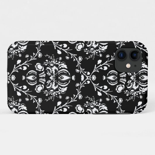Zwart-witte Damask Case-Mate iPhone Case (Achterkant (horizontaal))