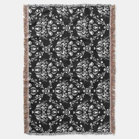Zwart-witte Damask Deken (Voorkant Verticaal)