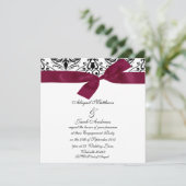 Zwart-witte Damask en Bourgogne lint Kaart (Staand voorkant)