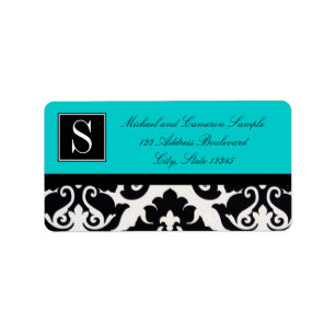 Zwart-witte Damask Etiket